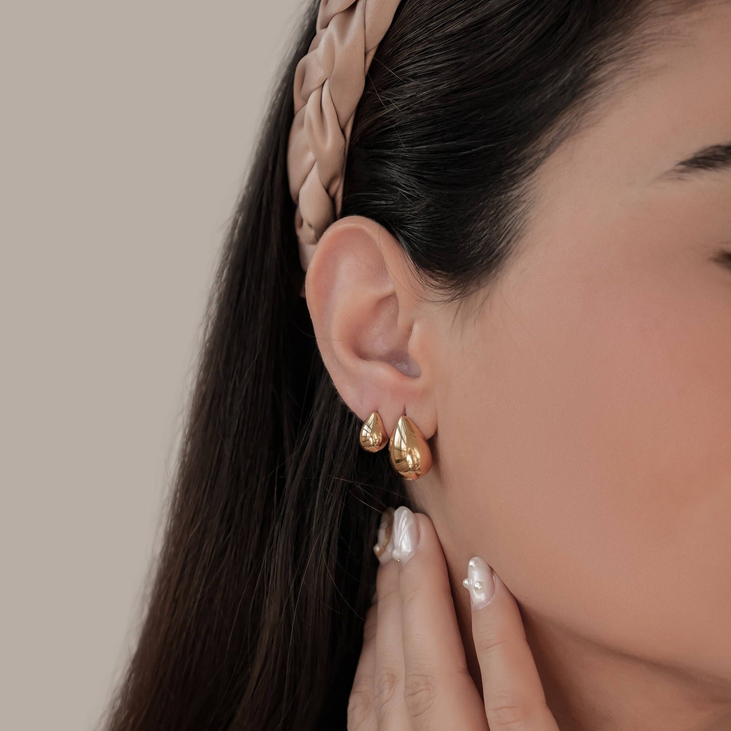 Medium Dome Hoop Earrings Stainless Steel